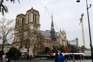 Notre Dame, with its newly installed spire, ready for is re-opening.